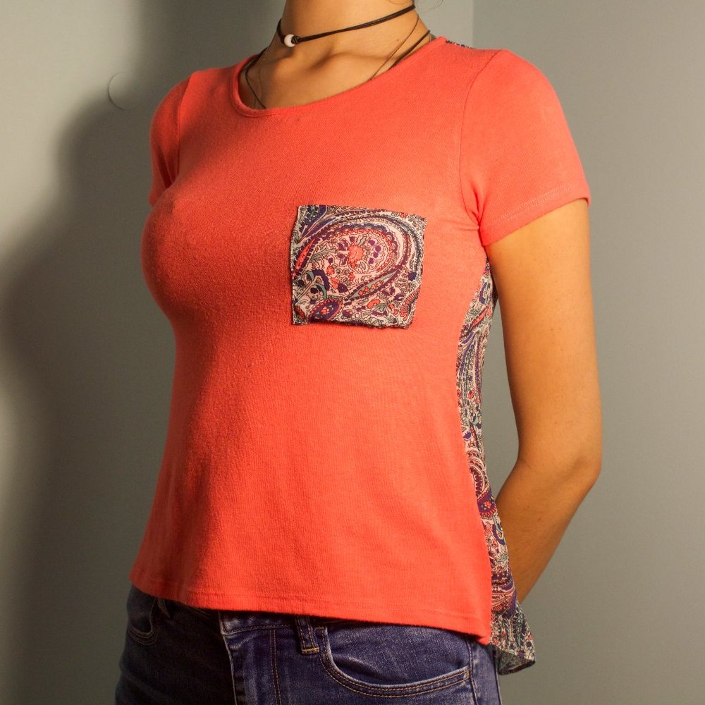 Orange Bi-Patterned Shirt